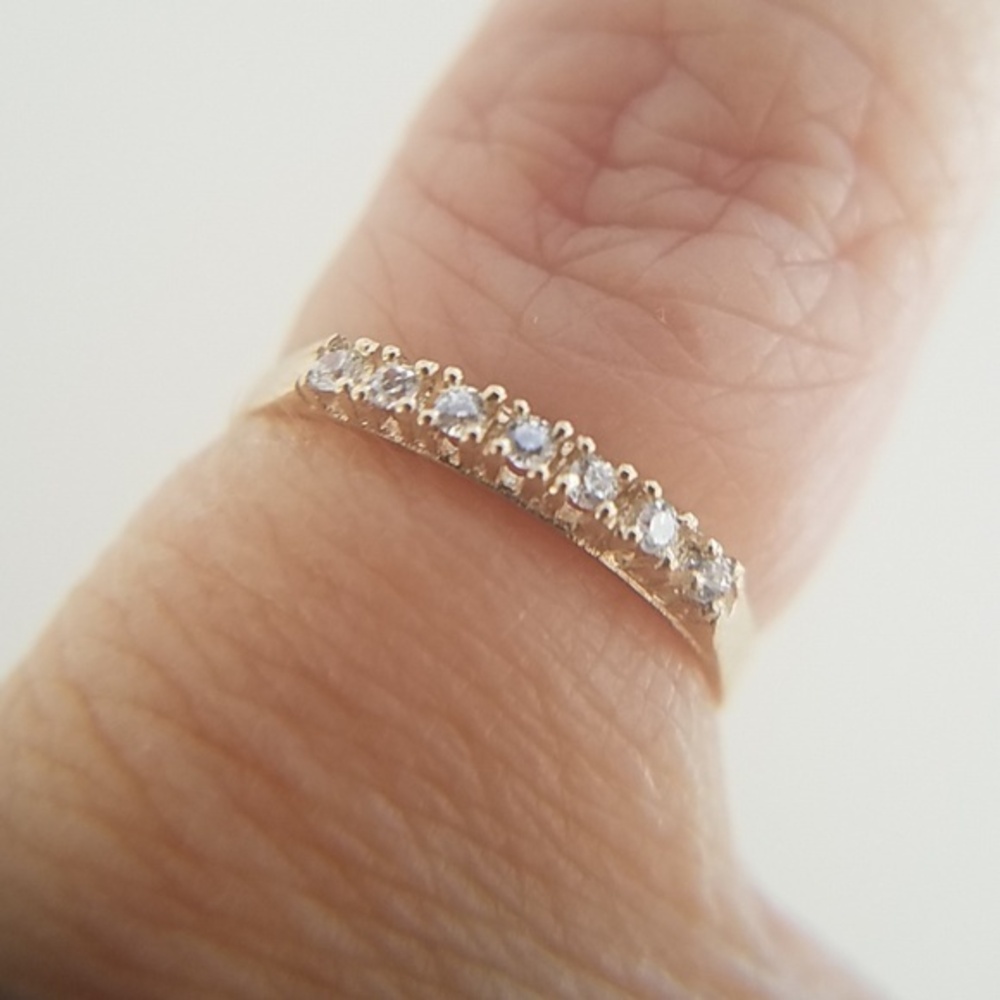 tiny 14k Yellow gold Children CZ Pinky Ring